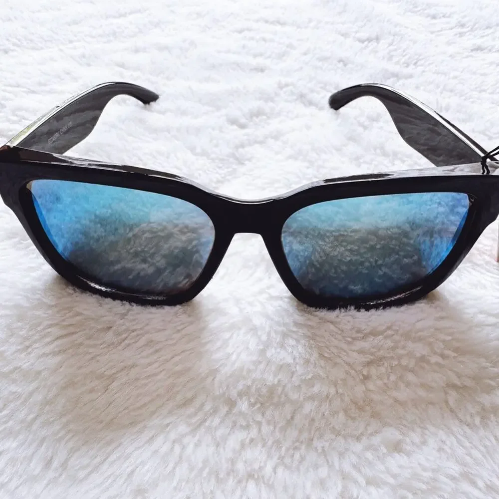 Cedric Black w/ Blue & Green Tinted Lenses Mirrored Sunglasses